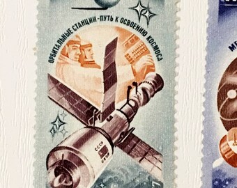 6 枚のビンテージ ソ連切手セット「宇宙時代の 20 年」1977 年 - Etsy 日本
