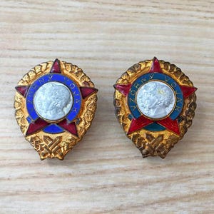 Vintage 1970s Czechoslovakian &quot;Excellent Soldier&quot; Badges – Two Types