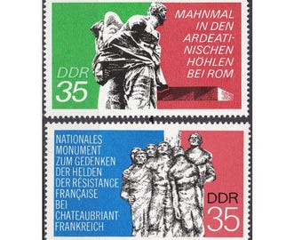 Vintage 1972 East Germany DDR Stamps - WWII International Memorials
