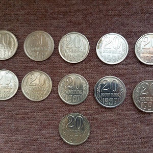 USSR 20 Kopecks Coin Collection: 1961-1991 (Set of 11)