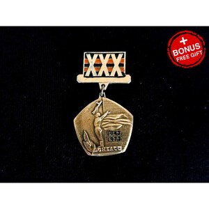 Vintage USSR Badge: 30th Anniversary of the Liberation of Ukraine