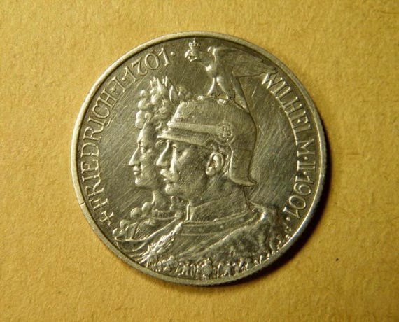 ヴィンテージ プロイセンコイン – 2マルク 1901年 – ドイツ帝国銀貨