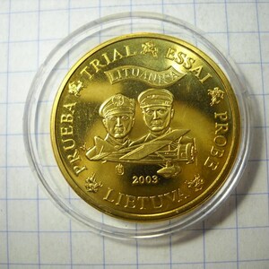 2003 Lituania 10 Centų moneta di prova – Emissione di prova in bronzo vintage