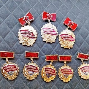 USSR Honor Badges Set – "Winner of Socialist Competition" Awards