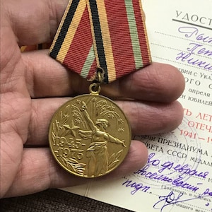 USSR WWII Victory Medal: 30th Anniversary, Original Document