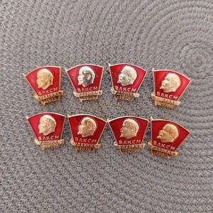 Vintage Complete Collection of VLKSM &quot;Striker&quot; Award Badges (1973–1980)