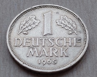 Vintage West Germany (FRG) 1 Mark Coin, 1965 (D Mint) – Copper-Nickel