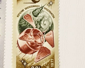 6 枚のビンテージ ソ連切手セット「宇宙時代の 20 年」1977 年 - Etsy 日本
