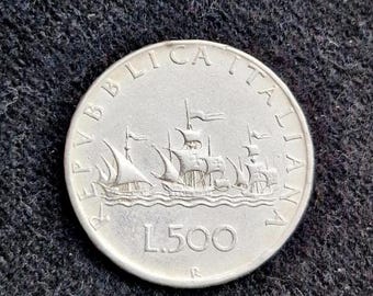 ヴィンテージ イタリア 500 リラ銀貨 コロンブス船 - Etsy 日本