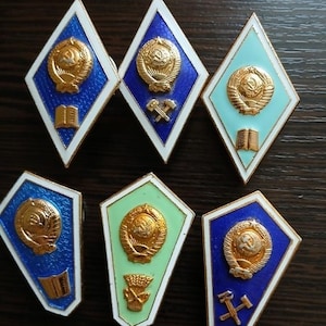 Collection of 6 USSR Graduation Badges – Higher & Secondary Educational Institutions