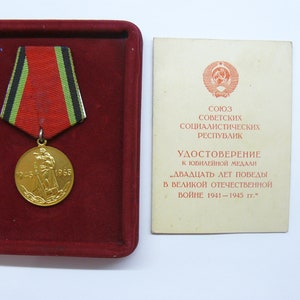 WWII Veteran Award Medal: Red Army 20th Anniversary Victory