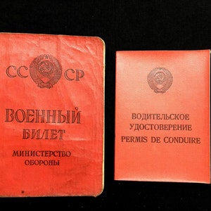 Vintage USSR Documents: Driver&#39;s License and Military Ticket from the 80s