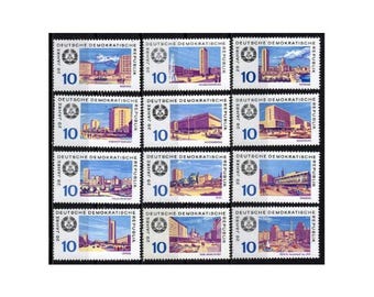 1969 Oost-Duitsland (DDR) "20 jaar van de Republiek" postzegelset – architectuur en stadsgezichten – postfrisse