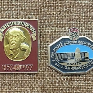 Pioneer of Space: Konstantin Tsiolkovsky Commemorative Badges&quot; - Set of Rare USSR Collectibles