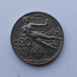 ヴィンテージ イタリア 20 センテシミ コイン 1920年 – ヴィットーリオ・エマヌエーレ3世