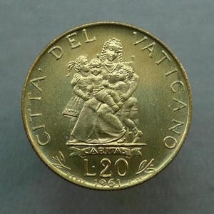 Vatican Coin – 20 Lire 1961 – Pope John XXIII – &quot;Mercy&quot; Theme