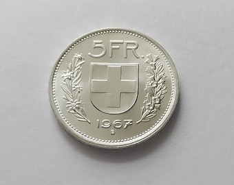 1967 B スイス コンフォデラティオ・ヘルヴェティカ 5フランPCGS鑑定 1967 Switzerland 5 Francs Silver Coin – Helvetia Design - Etsy