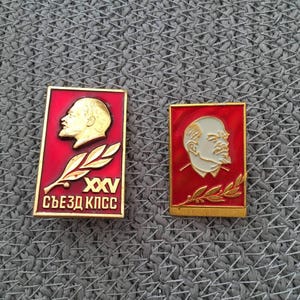 Set of Three Vintage USSR Badges from the 1980s – Lenin’s Profile