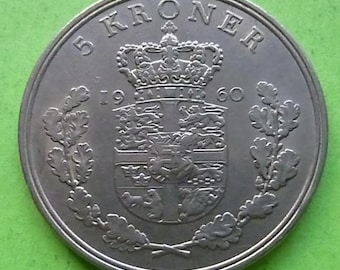 デンマーク 5クローネ硬貨 - 1972年 フレゼリク10世 - 正真正銘の
