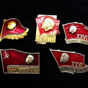 Red Flag Revolution: Vintage USSR Badges Featuring Lenin's Profile