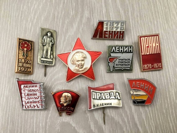 Insigne Broche Lénine Russe - Argenté, Vintage - Occasion