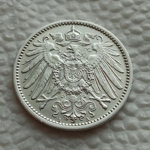 1914 German Empire 1 Mark Silver Coin – Pre-WWI Imperial Currency