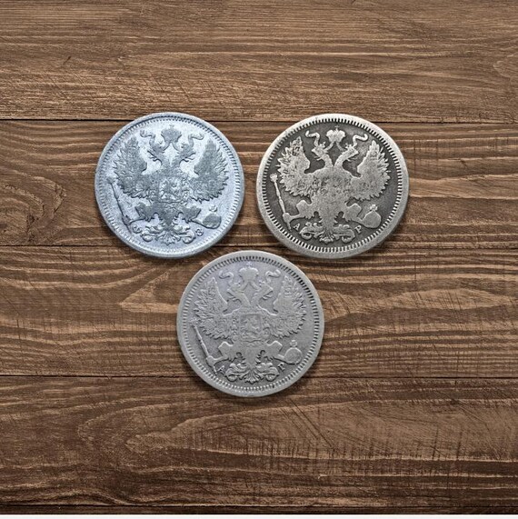 帝政ロシアの銀貨 3 枚セット – 20 コペイカ (1901、1903、1904