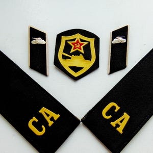 USSR Tank Driver’s Kit: Shoulder Boards, Chevron, and Buttonholes