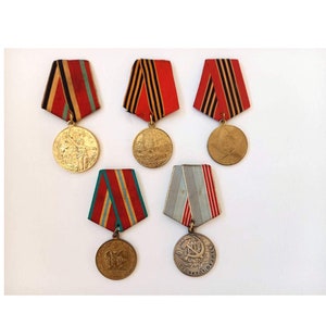 World War II Veterans Awards.Medal of the veteran of the armed forces of the USSR. Veteran of labour . Victory Day.Soviet Red Army.