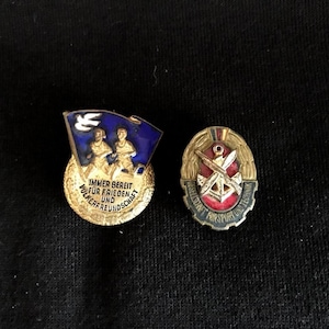 East German Elegance - Set of Two Vintage GDR Badges from the 1960s