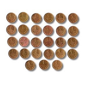 USSR 1 Kopeck Copper Coins (1961-1990) – Complete 27-Piece Collection