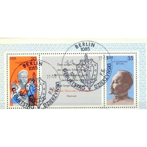 GDR Stamp Block – F.E. Dzerzhinsky – History of Revolutionary Personalities – Special Cancellation – Rare DDR Issue