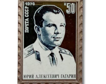 Vintage USSR Badge Dedicated to Yuri Gagarin - First Cosmonaut in Space