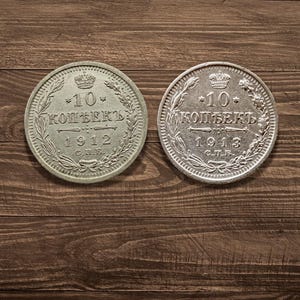 Silver Coins of the Russian Empire – 10 Kopecks 1912 and 1913