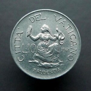 Vatican City 10 Lire Coin 1961 – Pope John XXIII – “Prudence” Allegory