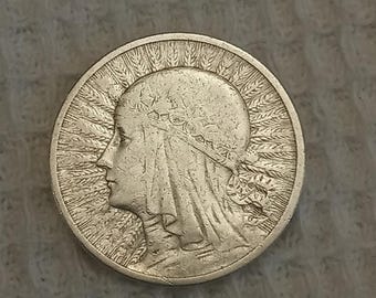 Moneda antigua de 2 zlotys polacos, 1932 – Reina Jadwiga, plata