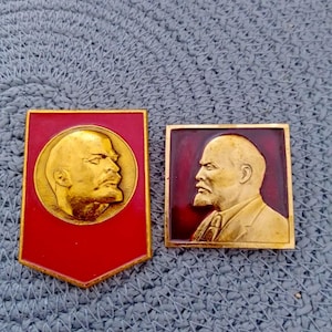 Set of Two USSR 1970s Badges – Lenin’s Profile