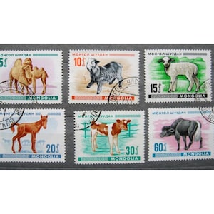 モンゴル – 切手 – 動物シリーズ：家畜の子 – 1968年 – 6枚セット