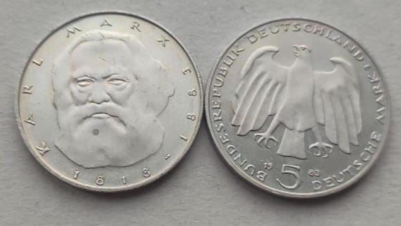 ドイツ、西ドイツ、5マルク 1983年 - カール・マルクス生誕200周年記念