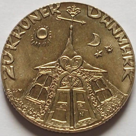 ヴィンテージ デンマーク 20 クローネ コイン - マルグレーテ 2 世女王