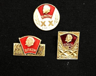 Conjunto de tres insignias - XX Congreso del Komsomol