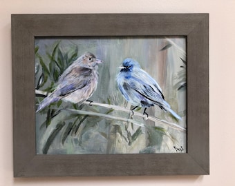 2 Birds of a Feather  Original Acrylic painting 11 X14 framed