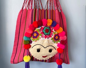 Mercado Tasche, Mexikanische Gewebte Tasche, Mexikanische Hand gewebte Tasche, Mexikanische Bestickte Tasche, Mexikanische Hängemattentasche, Mexikanische Loom Tasche, Frida Tasche