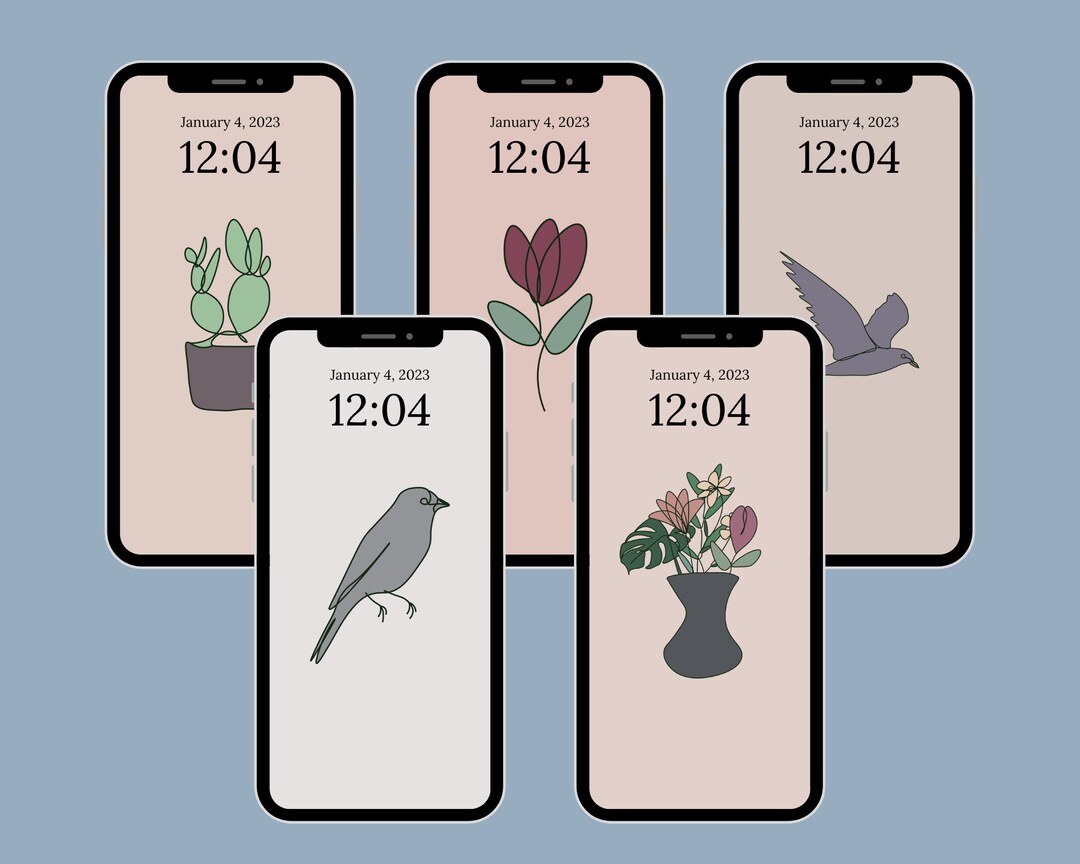 5 Phone Floral Birds Wallpaper Digital Download iPhone Screen Art Saver ...