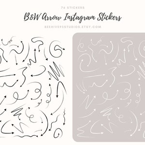 76 Schwarz- und Weißpfeile - Instagram Story Sticker | Social-Media-Influencer | Blogger-Lifestyle-Aufkleber | Pfeil-Pngs