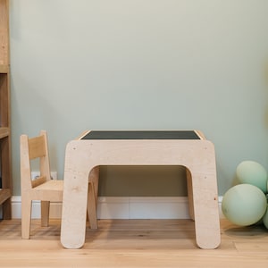 Kids Table, Reversible Tabletop with Blackboard, Extra Storage Compartment, Open Table Ends for Easy Access image 2