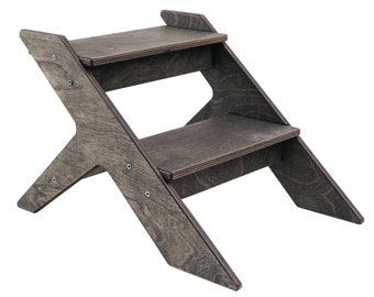 Wooden Step Stool: Two-Step Design, Sturdy Birch Plywood