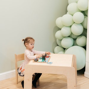 Kids Table, Reversible Tabletop with Blackboard, Extra Storage Compartment, Open Table Ends for Easy Access image 1