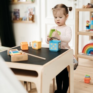 Montessori Inspired Table and Chair Set with Reversible Blackboard Top Creative Play and Learning Furniture for Kids image 4