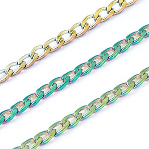 Cadenas de eslabones de acero inoxidable 304 con revestimiento de iones (IP) de 4 mm de ancho, cadena trenzada, sin soldar,